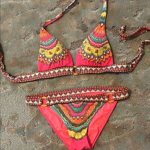 Victoria's Secret Neon Pink Printed Bikini Bottoms